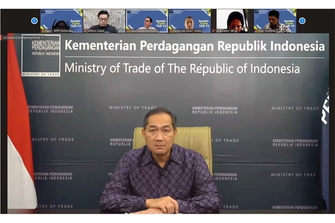 Kementerian Perdagangan menggelar webinar dialog kebijakan “Gambir Trade Talk ke-3” yang mengangkat tema “Transformasi Ekonomi Digital: Kesiapan Indonesia" pada Selasa (12 Okt). Acara ini menghadirkan sambutan kunci dari Menteri Perdagangan, Muhammad Lutfi.