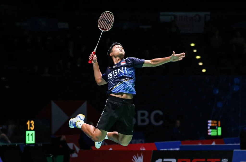 Tunggal Putra Indonesia Anthony Ginting.
